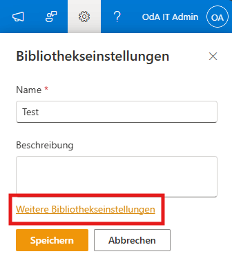 Sharepoint_Zahnrad_weitere Bibliothekseinstellungen