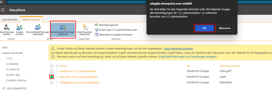 Sharepoint Entziehung
