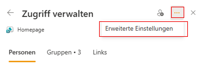 Sharepoint Erweiterte Einstellungen